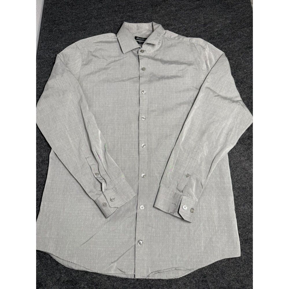 Kenneth Cole Slim-Fit Men's Dress Shirt Long sleeve 15.5 32/33 Gray Button-down